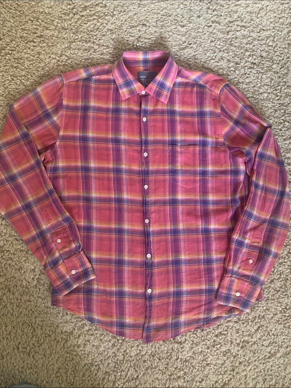 Vince Plaid Button Down Shirt